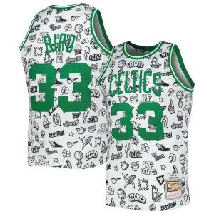 Sofisticato Duraturo Larry Bird Boston Celtics 1985/86 Hardwood Classics Doodle Swingman Jersey White