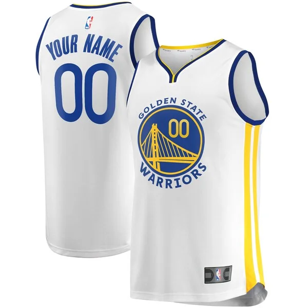Accattivante Resistente Golden State Warriors Fast Break Custom Replica Jersey White Association Edition/Royal