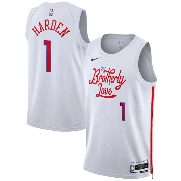 Raffinato Versatile James Harden Philadelphia 76ers Nike Unisex 2022/23 Swingman Jersey City Edition White