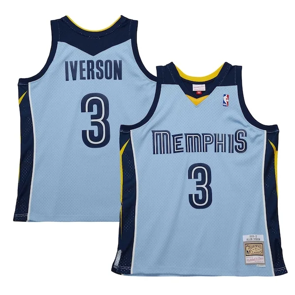 Stupendo Allen Iverson Memphis Grizzlies 2009/10 Hardwood Classics Swingman Jersey Light Blue