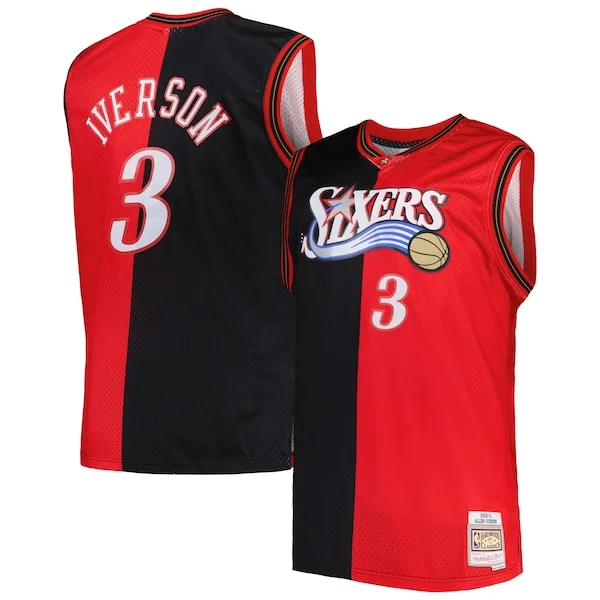 Splendido Ottimo Eccezionale Allen Iverson Philadelphia 76ers Big & Tall Hardwood Classics 2000/01 Split Swingman Jersey Black/Red