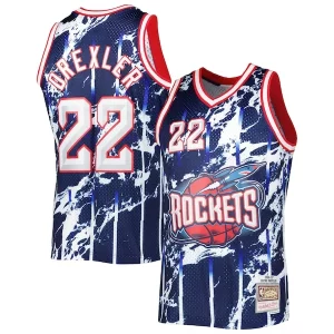 Fantastico Classico Lussuoso Clyde Drexler Houston Rockets 1996/97 Hardwood Classics Marble Swingman Jersey Navy