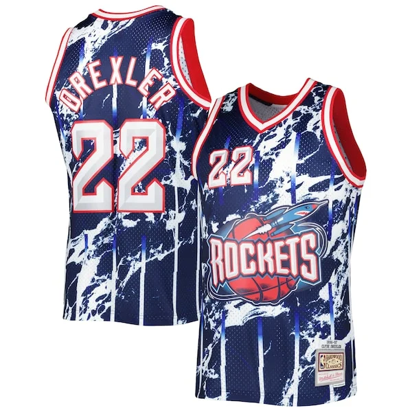 Fantastico Classico Lussuoso Clyde Drexler Houston Rockets 1996/97 Hardwood Classics Marble Swingman Jersey Navy