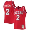 Moderno Trendy Moses Malone Philadelphia 76ers 1982/83 Hardwood Classics NBA 75th Anniversary Diamond Swingman Jersey Red
