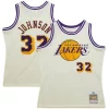 Trendy Magic Johnson Los Angeles Lakers Chainstitch Swingman Jersey Cream