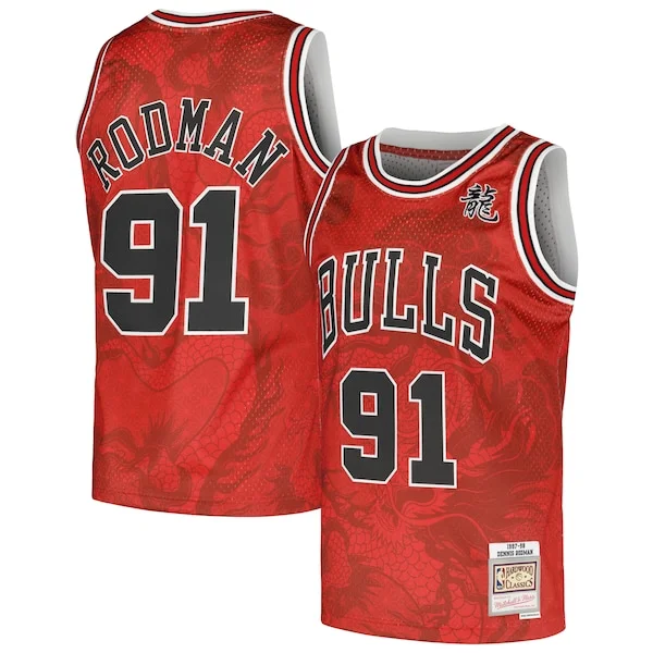 Eccezionale Dennis Rodman Chicago Bulls 1997/98 Hardwood Classics Asian Heritage 6.0 Swingman Throwback Player Jersey Red