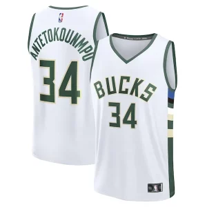 Eccezionale Meraviglioso Elegante Giannis Antetokounmpo Milwaukee Bucks Fast Break Replica Player Jersey Association Edition White