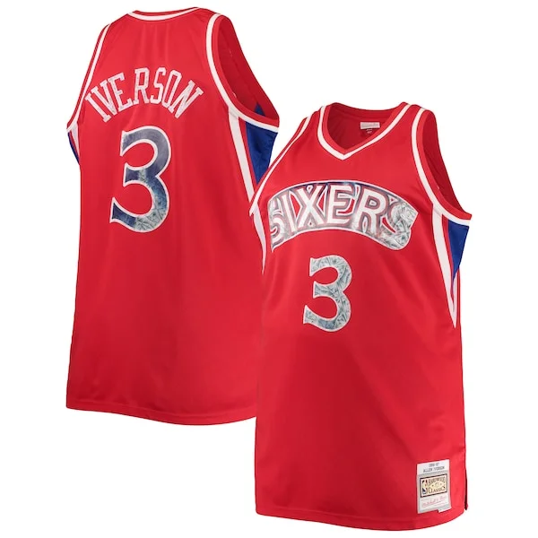 Moderno Trendy Allen Iverson Philadelphia 76ers Big & Tall 1996/97 NBA 75th Anniversary Diamond Swingman Jersey Red