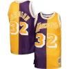 Stupendo Lussuoso Magic Johnson Los Angeles Lakers Big & Tall Hardwood Classics 1984/85 Split Swingman Jersey Purple/Gold