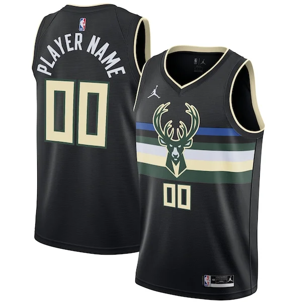 Incantevole Milwaukee Bucks Jordan Brand Swingman Custom Jersey Statement Edition Black