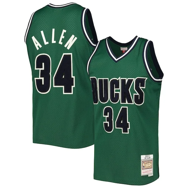 Cool Splendido Ray Allen Milwaukee Bucks 2000/01 Hardwood Classics Off Court Swingman Jersey Hunter Green