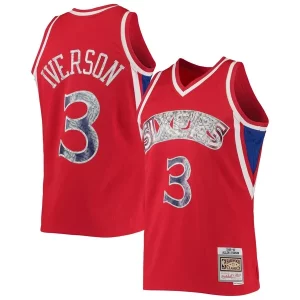 Versatile Fascinante Allen Iverson Philadelphia 76ers 1996/97 Hardwood Classics NBA 75th Anniversary Diamond Swingman Jersey Red