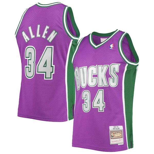 Elegante Carino Pratico Ray Allen Milwaukee Bucks 2001/02 Hardwood Classics Swingman Jersey Purple