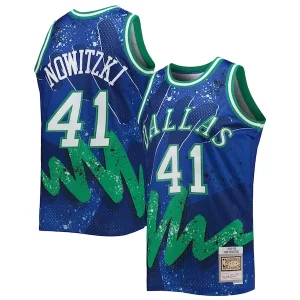 Ottimo Incantevole Versatile Dirk Nowitzki Dallas Mavericks Hardwood Classics 1998/99 Hyper Hoops Swingman Jersey Blue