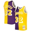 Versatile Magic Johnson Los Angeles Lakers Hardwood Classics 1984/85 Split Swingman Jersey Purple/Gold