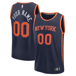 Stupendo Elegante New York Knicks Custom Fast Break Jersey Navy Statement Edition