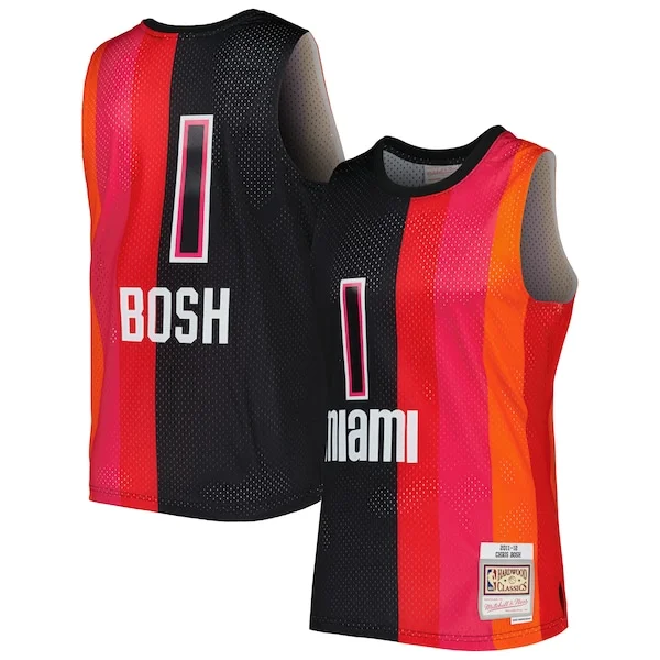 Incantevole Delizioso Chris Bosh Miami Heat Hardwood Classics 2011/12 Split Swingman Jersey Black/Red