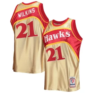 Lussuoso Meraviglioso Dominique Wilkins Atlanta Hawks 75th Anniversary 1986/87 Hardwood Classics Swingman Jersey Gold