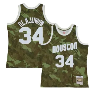 Bellissimo Moderno Hakeem Olajuwon Houston Rockets Hardwood Classics 1993/94 Ghost Green Swingman Jersey Camo