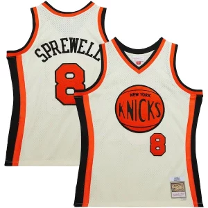 Carino Latrell Sprewell New York Knicks Chainstitch Swingman Jersey Cream