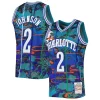 Gorgeous Larry Johnson Charlotte Hornets 1992/93 Hardwood Classics Lunar New Year Swingman Jersey Teal