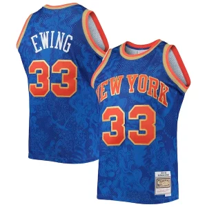 Comodo Trendy Attraente Patrick Ewing New York Knicks Hardwood Classics 1991/92 Lunar New Year Swingman Jersey Blue