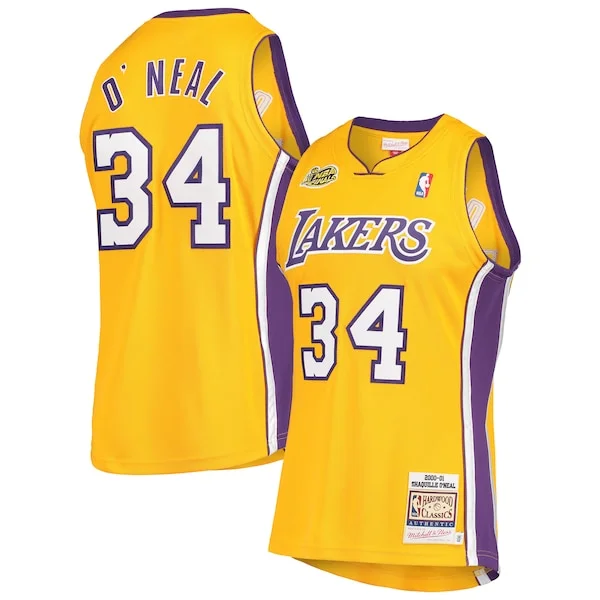 Eccezionale Incantevole Shaquille O'Neal Los Angeles Lakers 2000 NBA Finals Hardwood Classics Authentic Jersey Gold