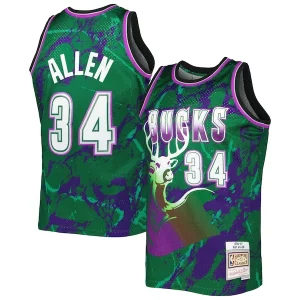 Robusto Gorgeous Ray Allen Milwaukee Bucks 1996/97 Hardwood Classics Marble Swingman Jersey Green