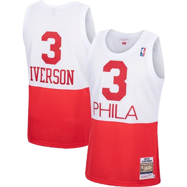 Magnifico Resistente Allen Iverson Philadelphia 76ers 2003/04 Hardwood Classics Authentic Jersey White/Black/Red