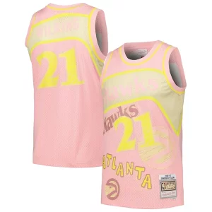 Cool Versatile Dominique Wilkins Atlanta Hawks 1986/87 Swingman Sidewalk Sketch Jersey Pink