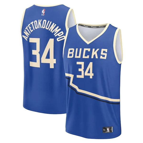 Elegante Trendy Carino Giannis Antetokounmpo Milwaukee Bucks Youth 2024/25 Fast Break Player Jersey City Edition Royal