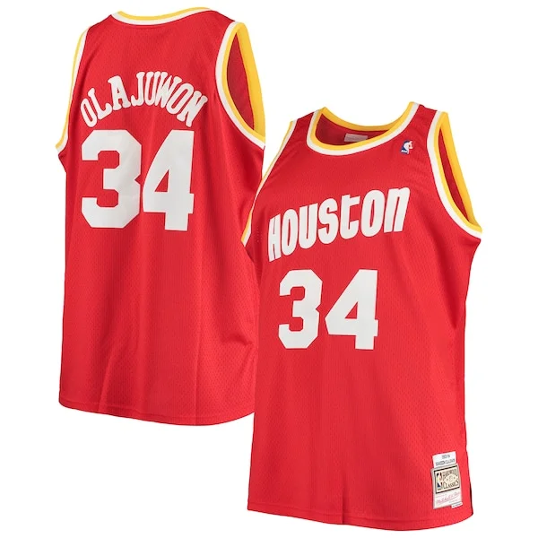 Gorgeous Fantastico Ottimo Hakeem Olajuwon Houston Rockets 1993/94 Big & Tall Hardwood Classics Swingman Jersey Red