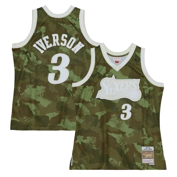 Pratico Elegante Splendido Allen Iverson Philadelphia 76ers Hardwood Classics 1997/98 Ghost Green Swingman Jersey Camo