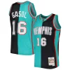 Classico Accattivante Pau Gasol Memphis Grizzlies Hardwood Classics 2001/02 Split Swingman Jersey Black/Turquoise