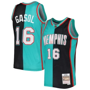 Classico Accattivante Pau Gasol Memphis Grizzlies Hardwood Classics 2001/02 Split Swingman Jersey Black/Turquoise