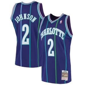 Ottimo Larry Johnson Charlotte Hornets 1994/95 Hardwood Classics Swingman Jersey Purple