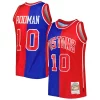 Elegante Dennis Rodman Detroit Pistons Hardwood Classics 1988/89 Split Swingman Jersey Blue/Red