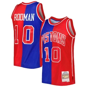 Elegante Dennis Rodman Detroit Pistons Hardwood Classics 1988/89 Split Swingman Jersey Blue/Red