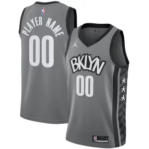 Delizioso Carino Brooklyn Nets Jordan Brand Swingman Custom Jersey Statement Edition Gray