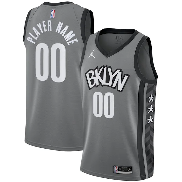 Delizioso Carino Brooklyn Nets Jordan Brand Swingman Custom Jersey Statement Edition Gray