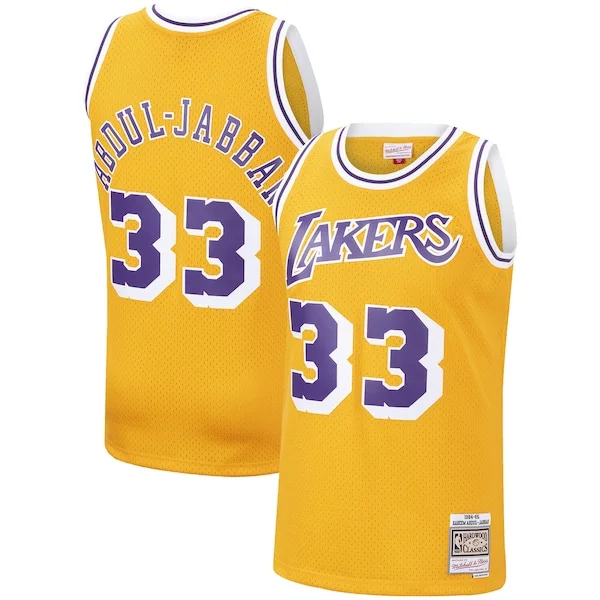 Fascinante Cool Attraente Kareem Abdul Jabbar Los Angeles Lakers Hardwood Classics Swingman Jersey Gold/Purple