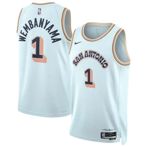 Attraente Victor Wembanyama San Antonio Spurs Nike Unisex 2024/25 Swingman Player Jersey City Edition Light Blue