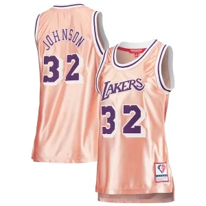 Robusto Magic Johnson Los Angeles Lakers Women's 75th Anniversary Rose Gold 1984 Swingman Jersey Pink