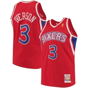 Moderno Allen Iverson Philadelphia 76ers 1996/97 Hardwood Classics Authentic Jersey Red/Black/White