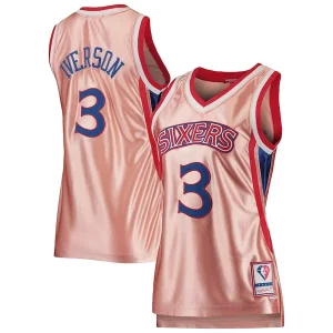 Fantastico Allen Iverson Philadelphia 76ers Women's 75th Anniversary Rose Gold 1996 Swingman Jersey Pink