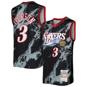 Attraente Allen Iverson Philadelphia 76ers 2000/01 Hardwood Classics Marble Swingman Jersey Black