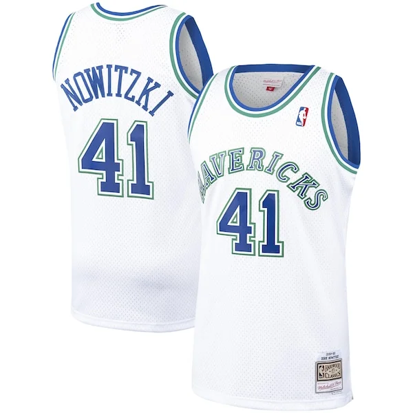 Accattivante Delizioso Dirk Nowitzki Dallas Mavericks 1998/99 Hardwood Classics Swingman Jersey White