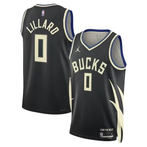 Carino Attraente Damian Lillard Milwaukee Bucks Jordan Brand Unisex Swingman Player Jersey Statement Edition Black