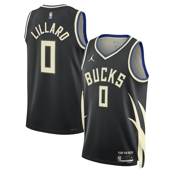 Carino Attraente Damian Lillard Milwaukee Bucks Jordan Brand Unisex Swingman Player Jersey Statement Edition Black