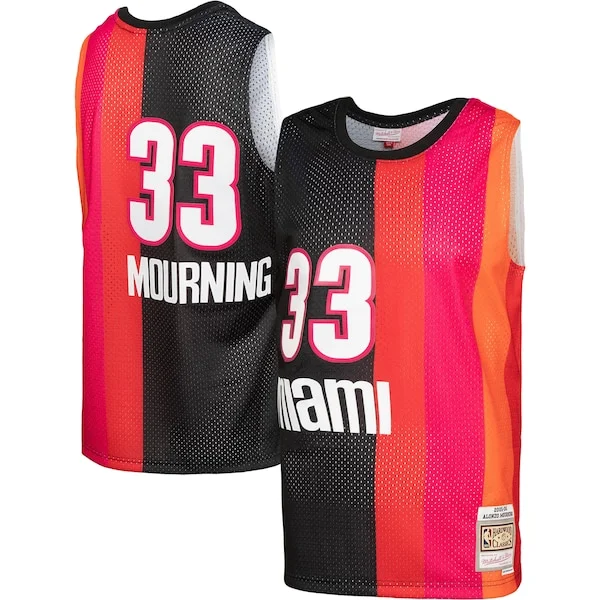 Comodo Magnifico Alonzo Mourning Miami Heat Hardwood Classics 2005/06 Split Swingman Jersey Black/Red